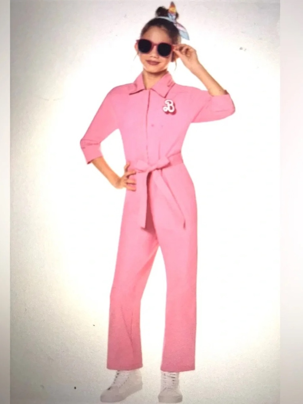 Spirit Halloween Barbie the Movie Kids Pink Power Jumpsuit size Medium 8-10